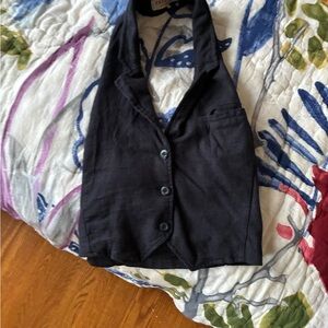 Free People Black Halter Tank Top